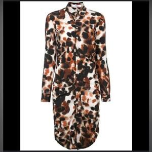 Area Fionne Shirt Dress in Brown Leopard Print Size 6 Button Down